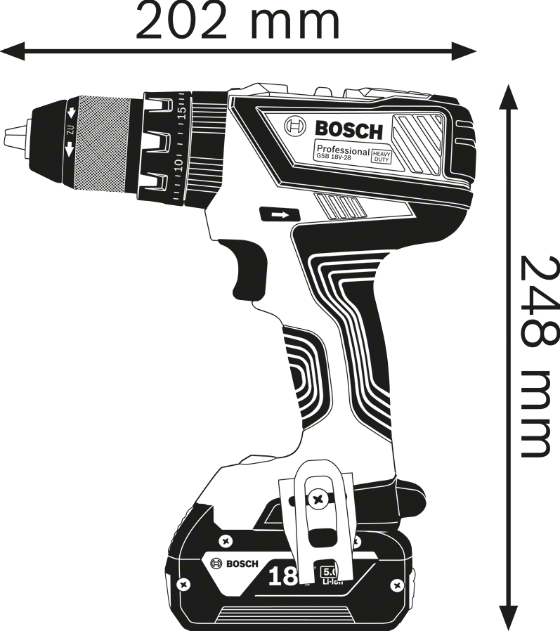 Bosch Professional GSB 18V-28 Akku-Schlagbohrschrauber 18V Loose Body In L-Boxx - 06019H4008
