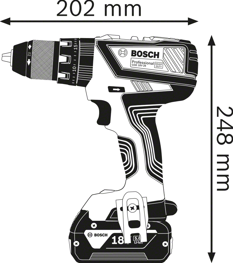 Bosch Professional GSB 18V-28 Cordless Impact Drill 18V Loose Body In L-Boxx - 06019H4008