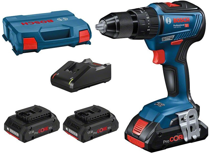 Bosch Professional GSB 18V-55 Cordless Impact Drill 18V 4.0Ah Li-Ion In Case - 0615990L4L