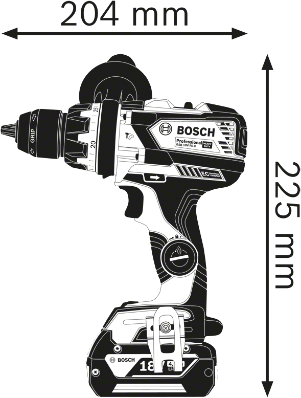 Bosch Professional GSB 18V-110 C Cordless Impact Drill 18V Loose Body In L-Boxx - 06019G030A