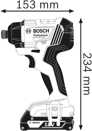 Bosch Professional GDR 18V-160 Cordless impact screwdriver 18V 2.0Ah Li-Ion In L-Boxx - 06019G5100