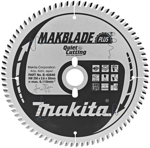 Makita B-42640 Sägeblatt MDF 250x30x2,6 80T 5g