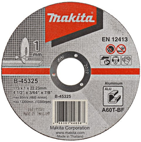 Makita B-45325 Doorslijpschijf 115x1,0x22,23mm aluminium
