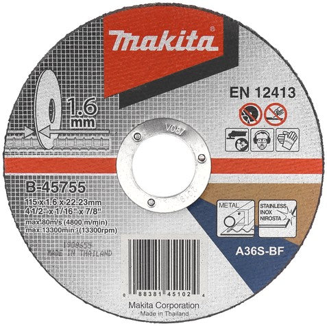 Makita B-45755 Doorslijpschijf 115x1,6x22,23mm RVS