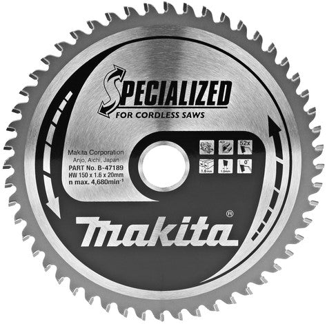 Makita B-47189 Zaagb alu 150x20x1,6 52T 0g