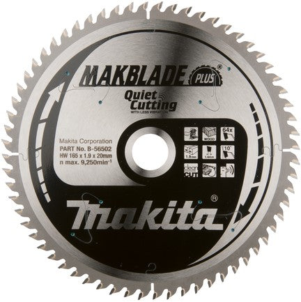Makita B-56502 Sägeblatt Q+C 165x20x1,9 64Z 10g