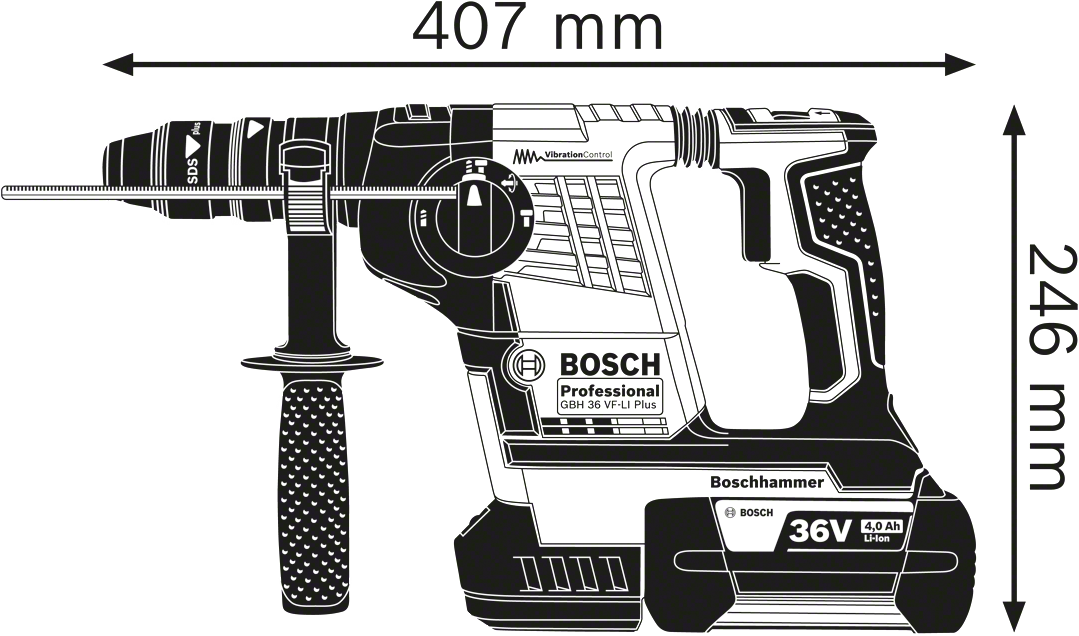 Bosch Professional GBH 36V-LI Plus Akku-Schlagbohrschrauber 36V 6,0Ah Li-Ion In L-Boxx - 061190600B