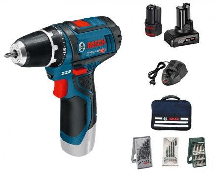 Bosch Professional GSR 12-15 12V Li-Ion Cordless Drill Driver + Batteries + Accessories - 0615990G6L