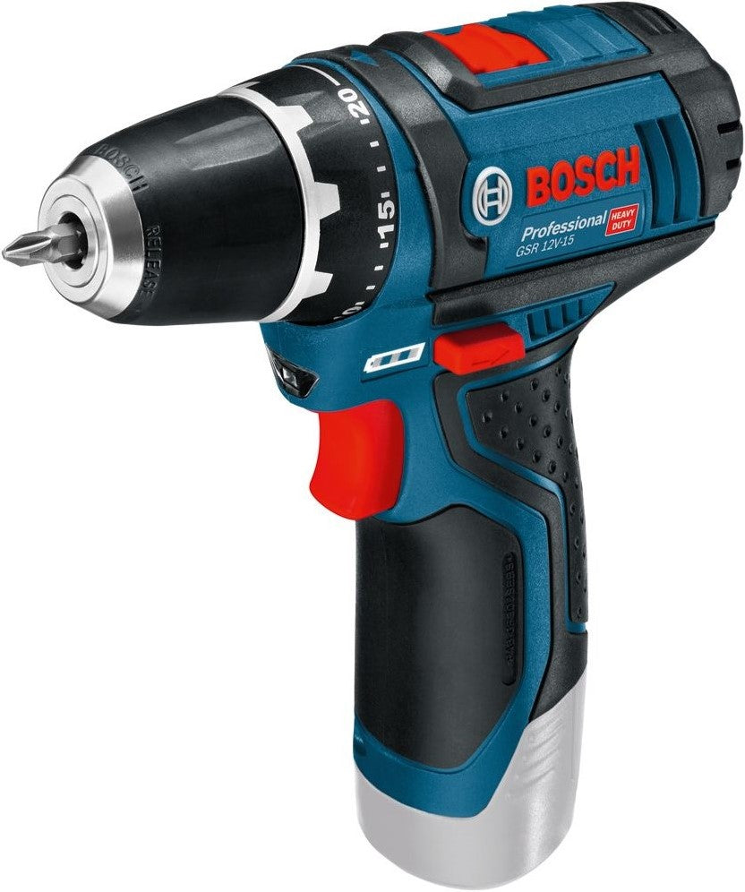 Bosch Professional GSR 12-15 12V Li-Ion Cordless Drill Driver + Batteries + Accessories - 0615990G6L