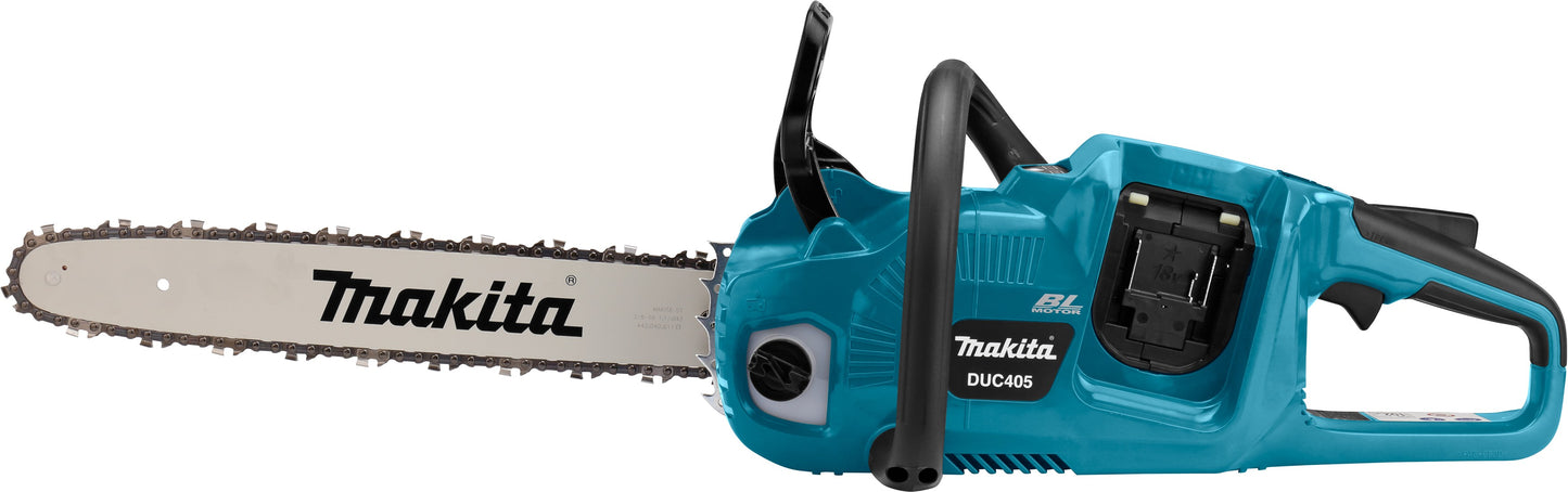 Makita DUC405PT4J 2x18 V Chainsaw 40 cm with 197626-8 5.0Ah Li-Ion in Mbox