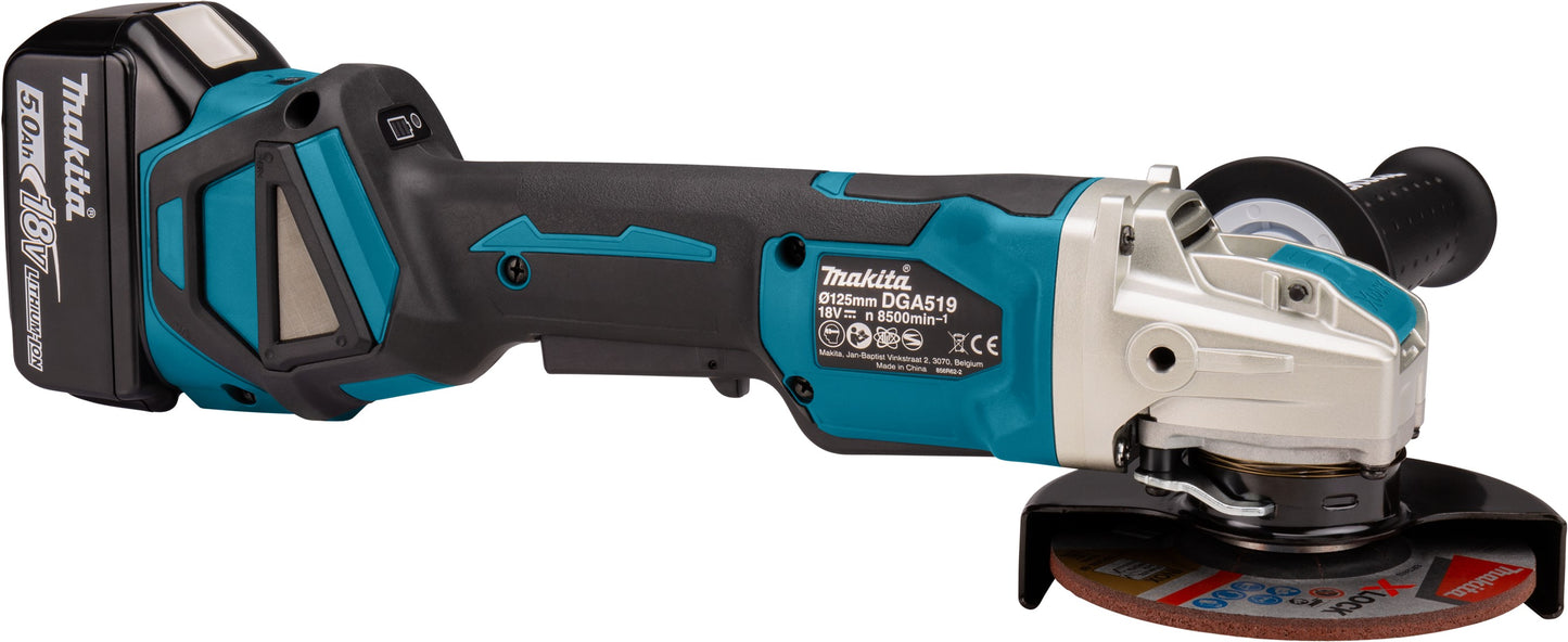 Makita DGA519RTJ Cordless Angle Grinder 18V 5.0Ah X-LOCK