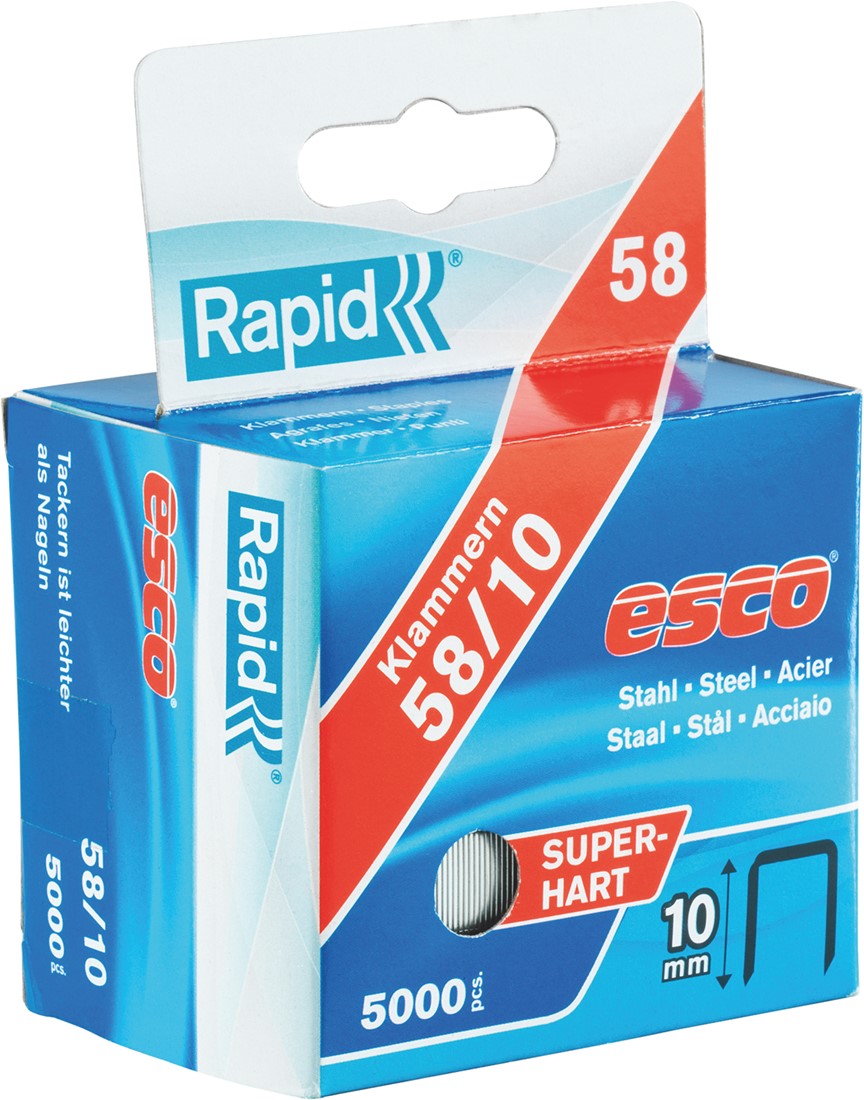 Schnellheftklammern 58/10 mm verzinkt 5.000 Stück, Box