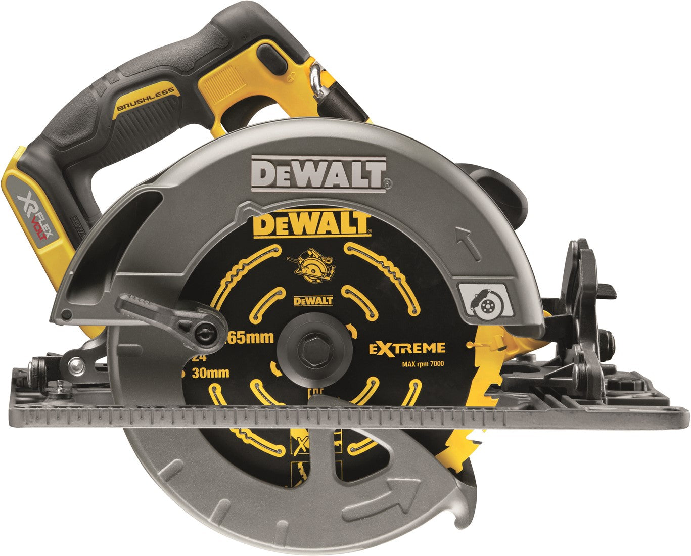 DCS579NT Cordless Circular Saw 54V Flexvolt 190mm Loose Body in TSTAK + 1500mm Guide Rail