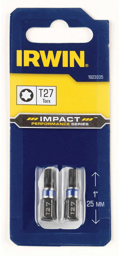 Irwin Impact Single Edge Insert Screwdriver Bit - T27 25mm - 2 Piece - 1923335