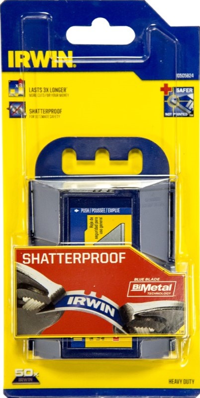 Irwin Bi-metaal blauwe veiligheidsmessen 50 per verpakking, verdeler - 10505824