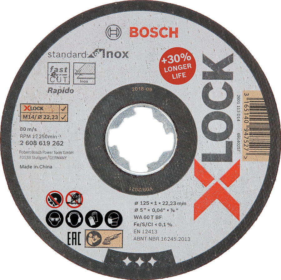 Bosch Professional Cutting disc X-LOCK Standard Inox 125x1x22.23mm straight PU=25