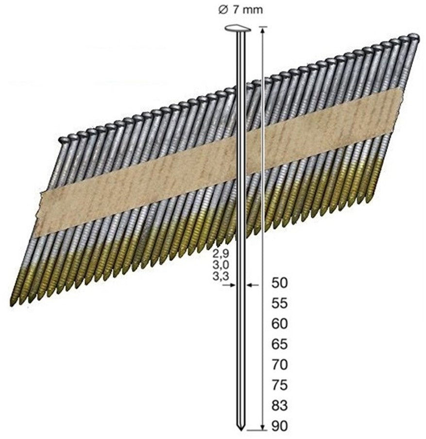 Dutack spijker 2.8x75mm. 34 º verzinkt ring VE=4000