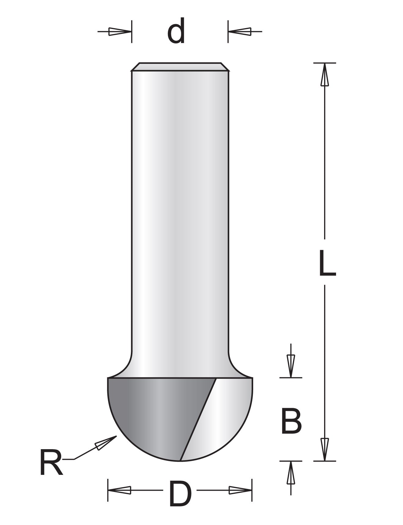 8 mm Hohlprofilfräser 6,3 x 44 x 3,2 mm - 754081