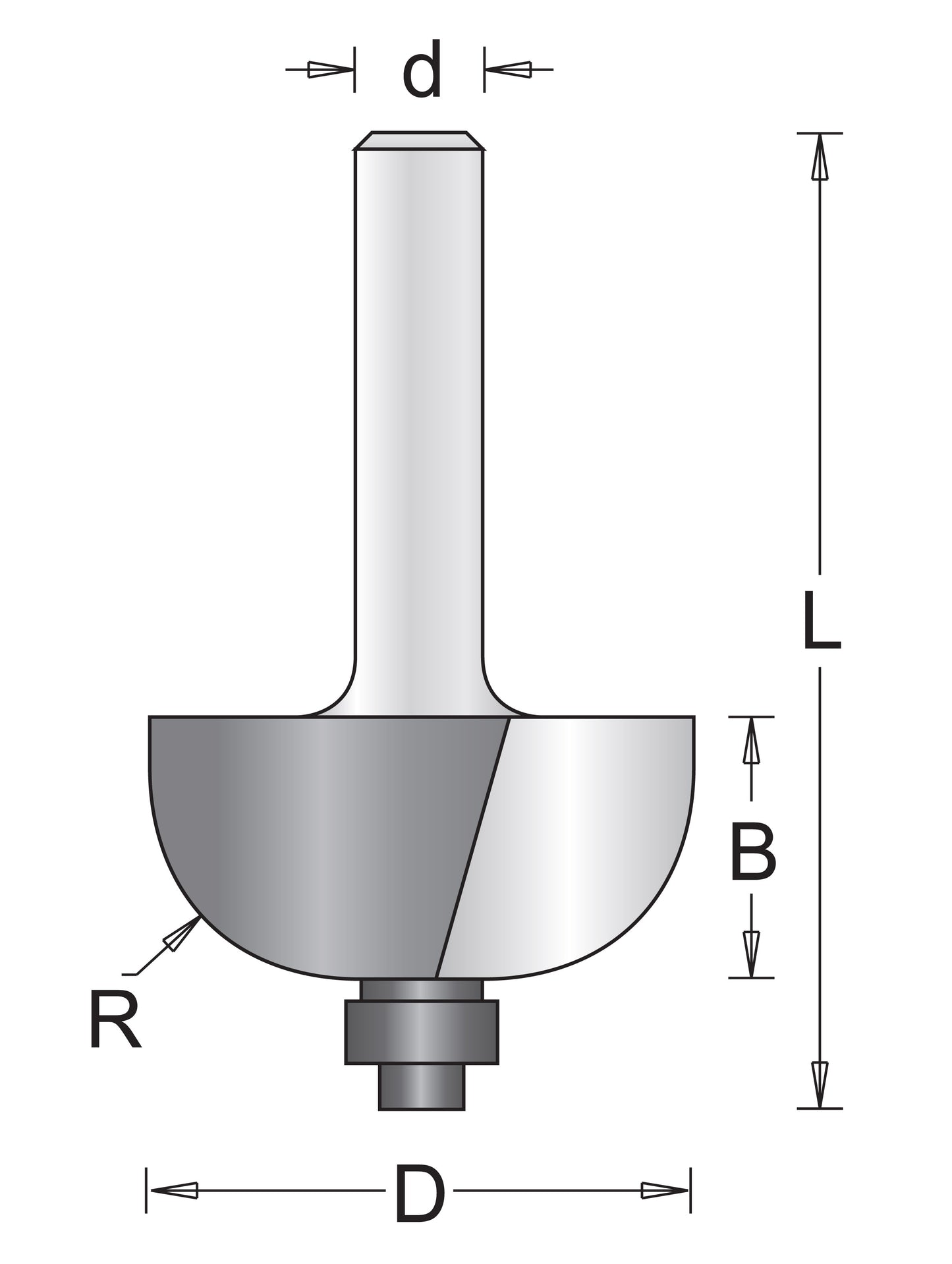 8 mm hollow profile cutter with bottom bearing 28.6 x 52 x 9.5 mm - 754086