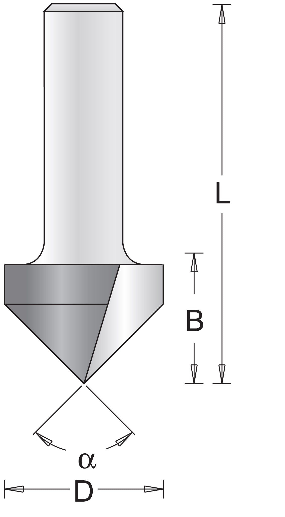 8 mm V-Nutenfräser 12,7 x 47 x 60 mm - 754087