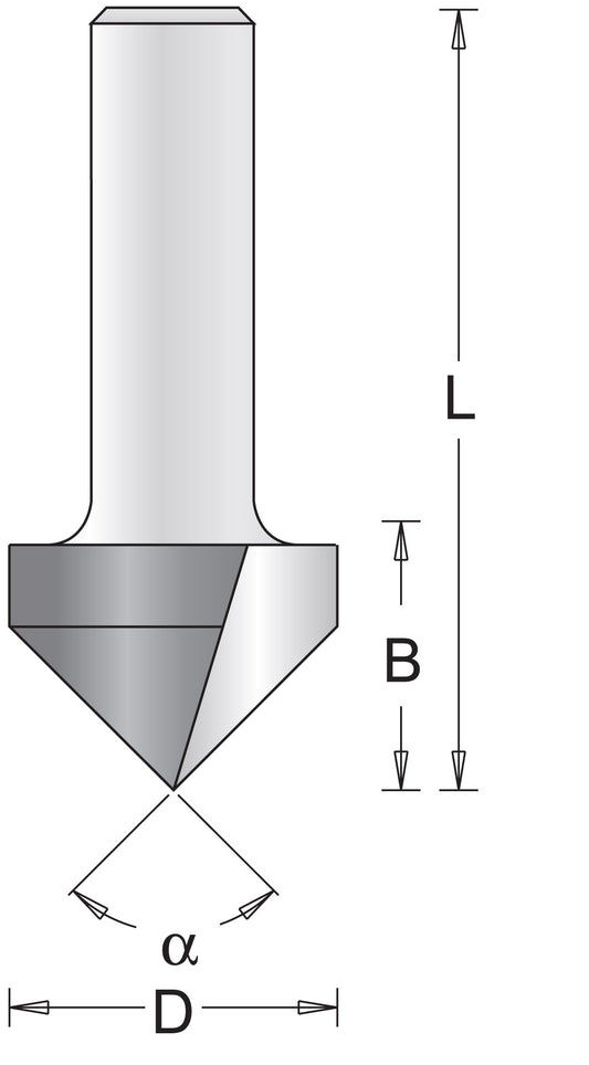 8 mm V-Nutenfräser 12,7 x 47 x 60 mm - 754087