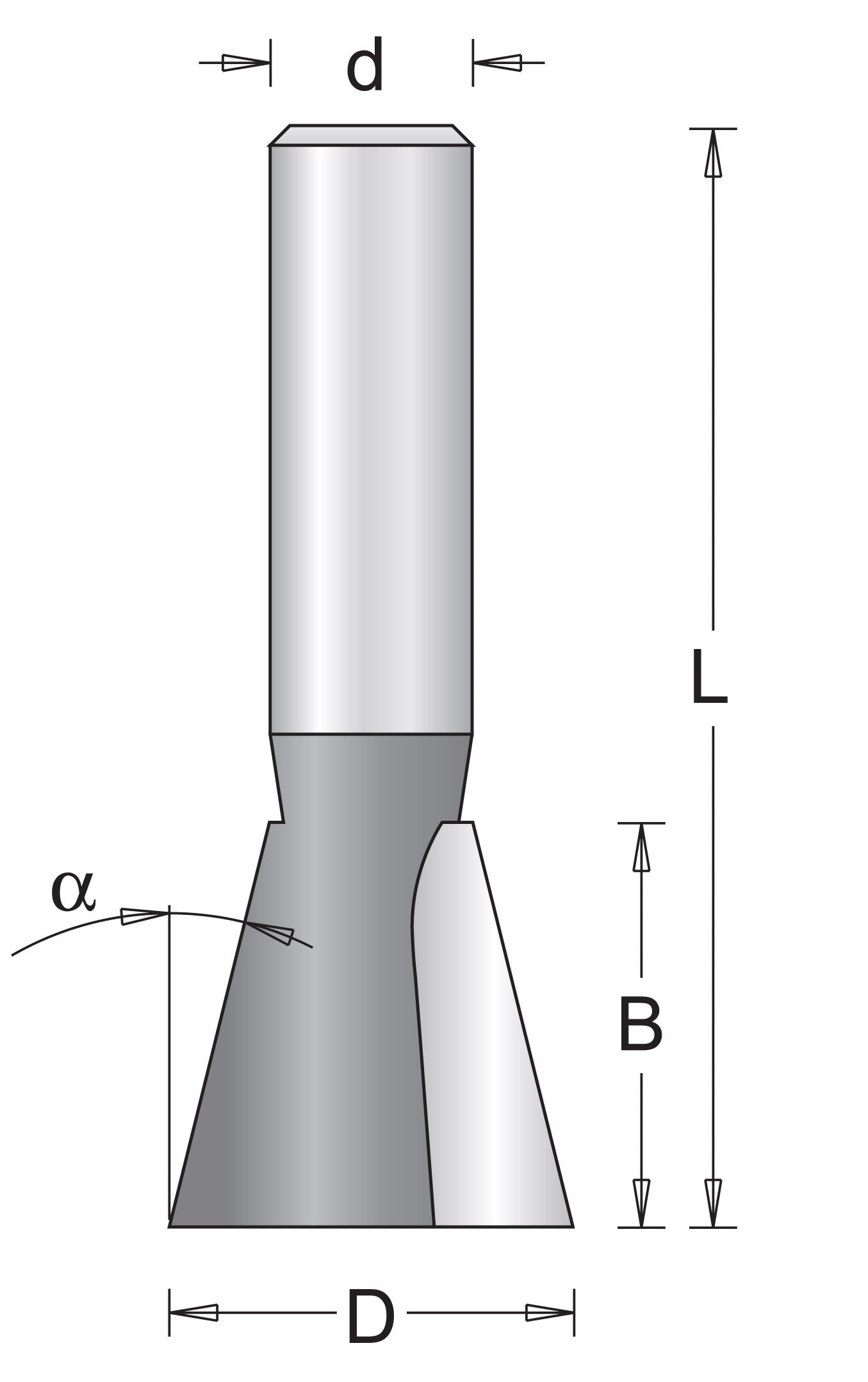 6 mm zwaluwstaartfrees 12.7 x 45 x 14 mm - 754020