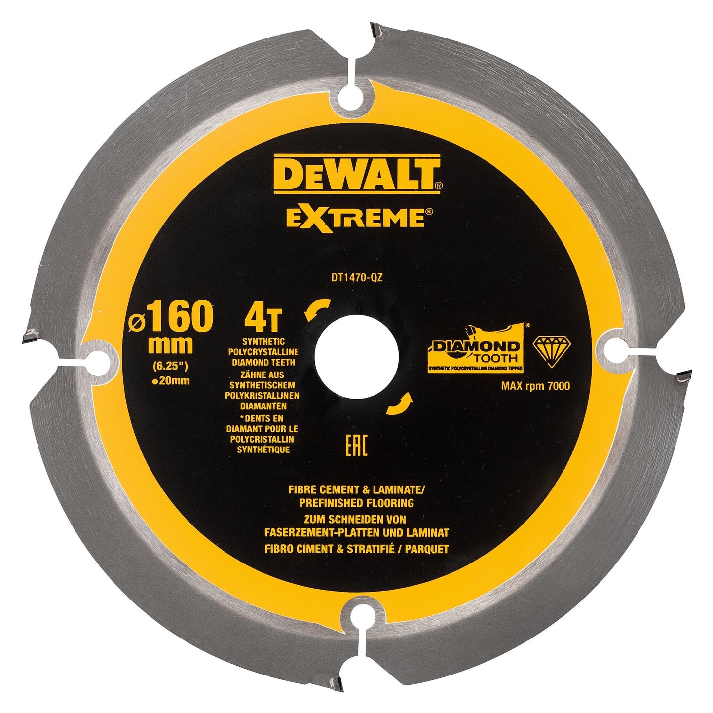 DT1470 XR Diamant-Kreissägeblatt 160x20mm 4Z