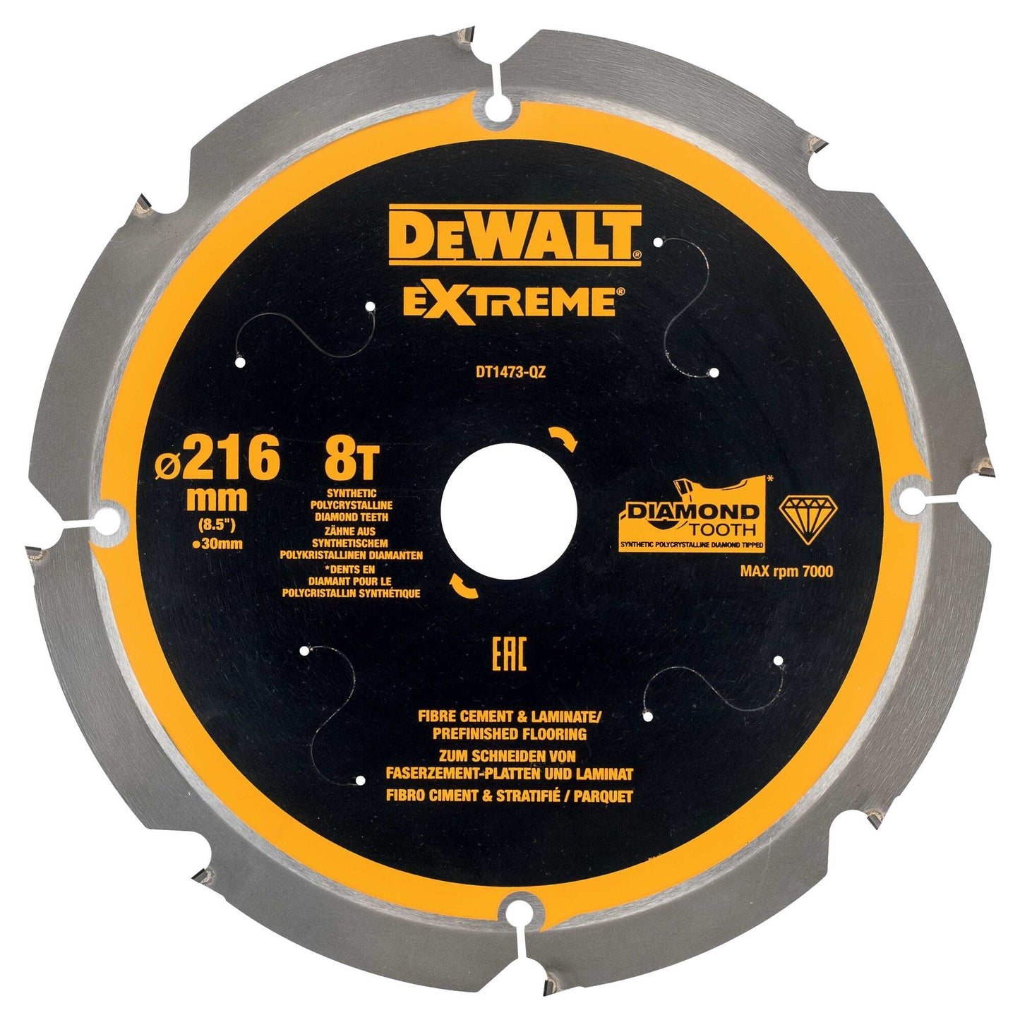 DT1473 XR Diamant Cirkelzaagblad 216x30mm 8T