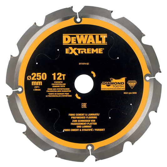 DT1474 XR Diamant Cirkelzaagblad 250x30mm 12T