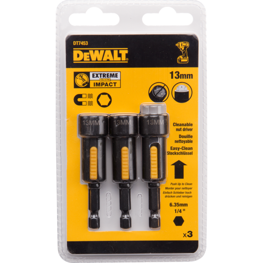 DT7453 IMPACT magnetic hex socket 13 millimeter DEW-DT7453-QZ