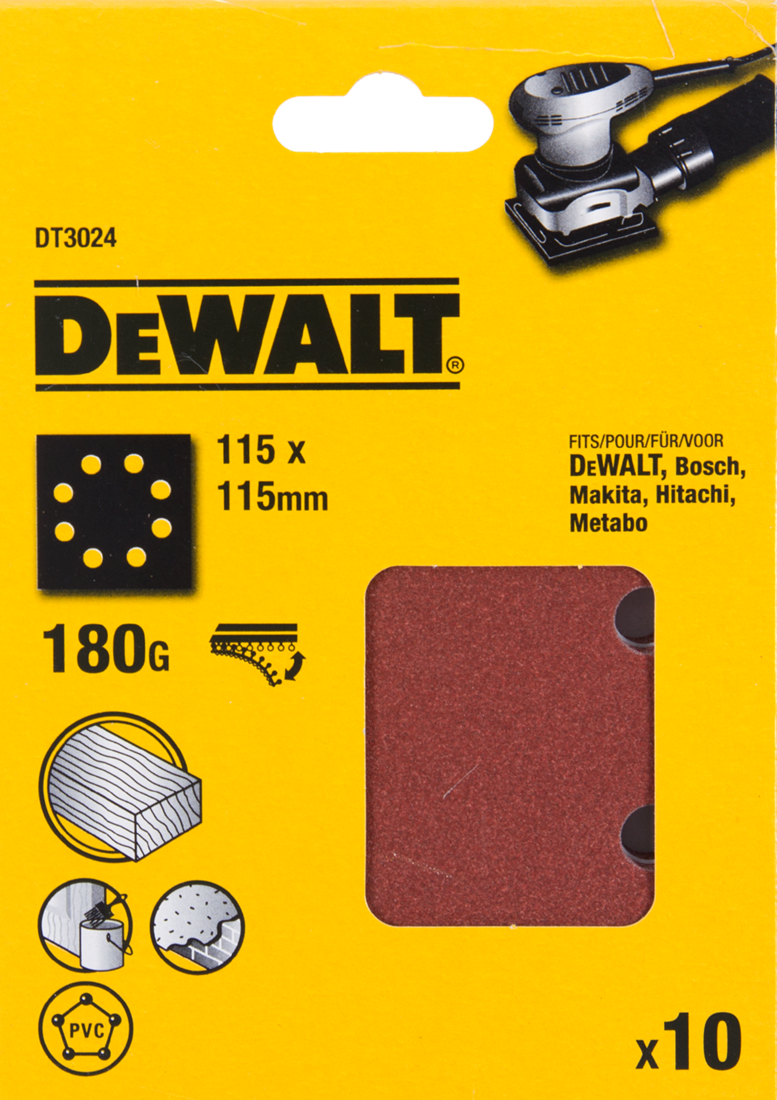 DT3024 P180 Schuurpapier 1/4 Velcro VE=10