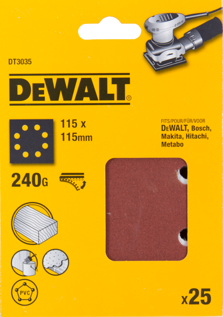DT3035 P240 Schuurpapier 1/4 Velcro VE=25