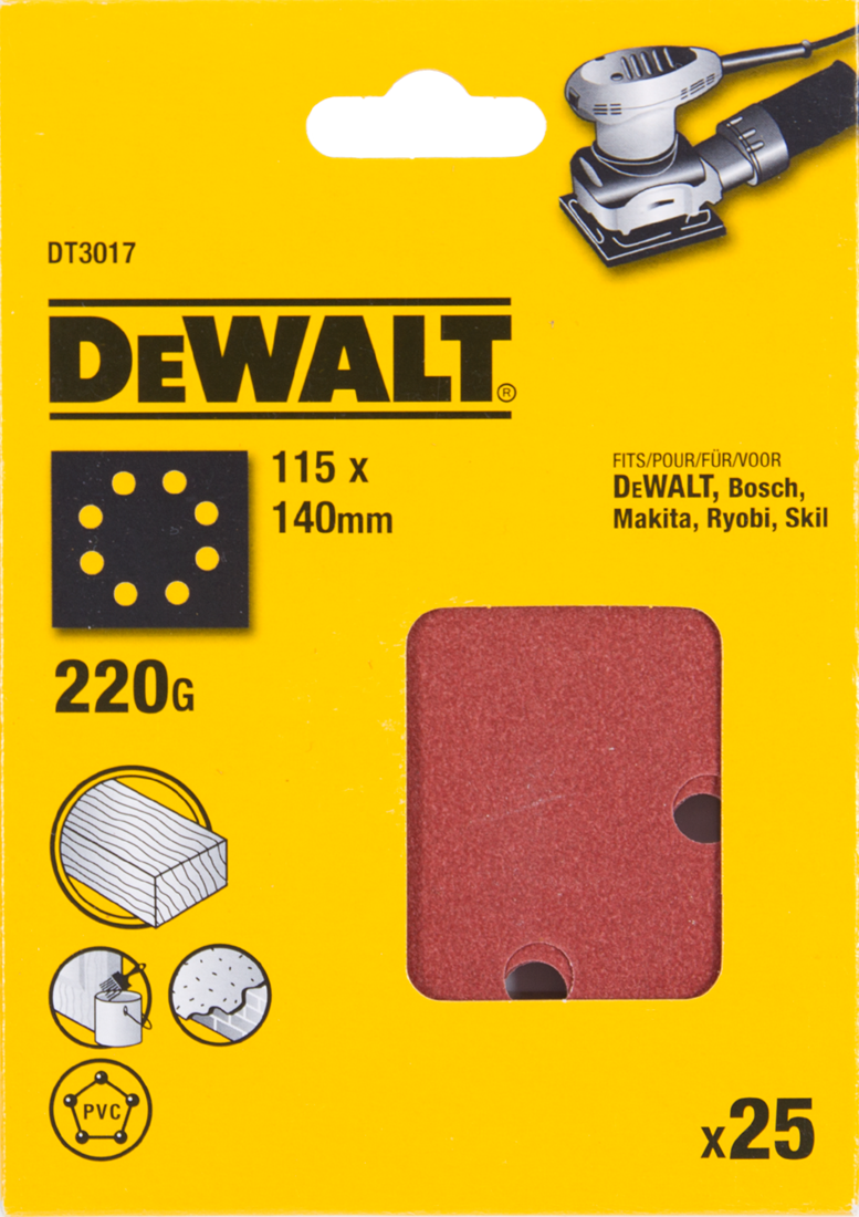DT3017 P220 Schleifpapier 1/4 VE=25