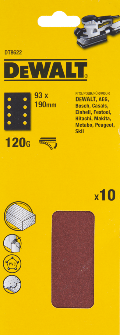 DT8622 P120 Sandpaper 93x190mm PU=10