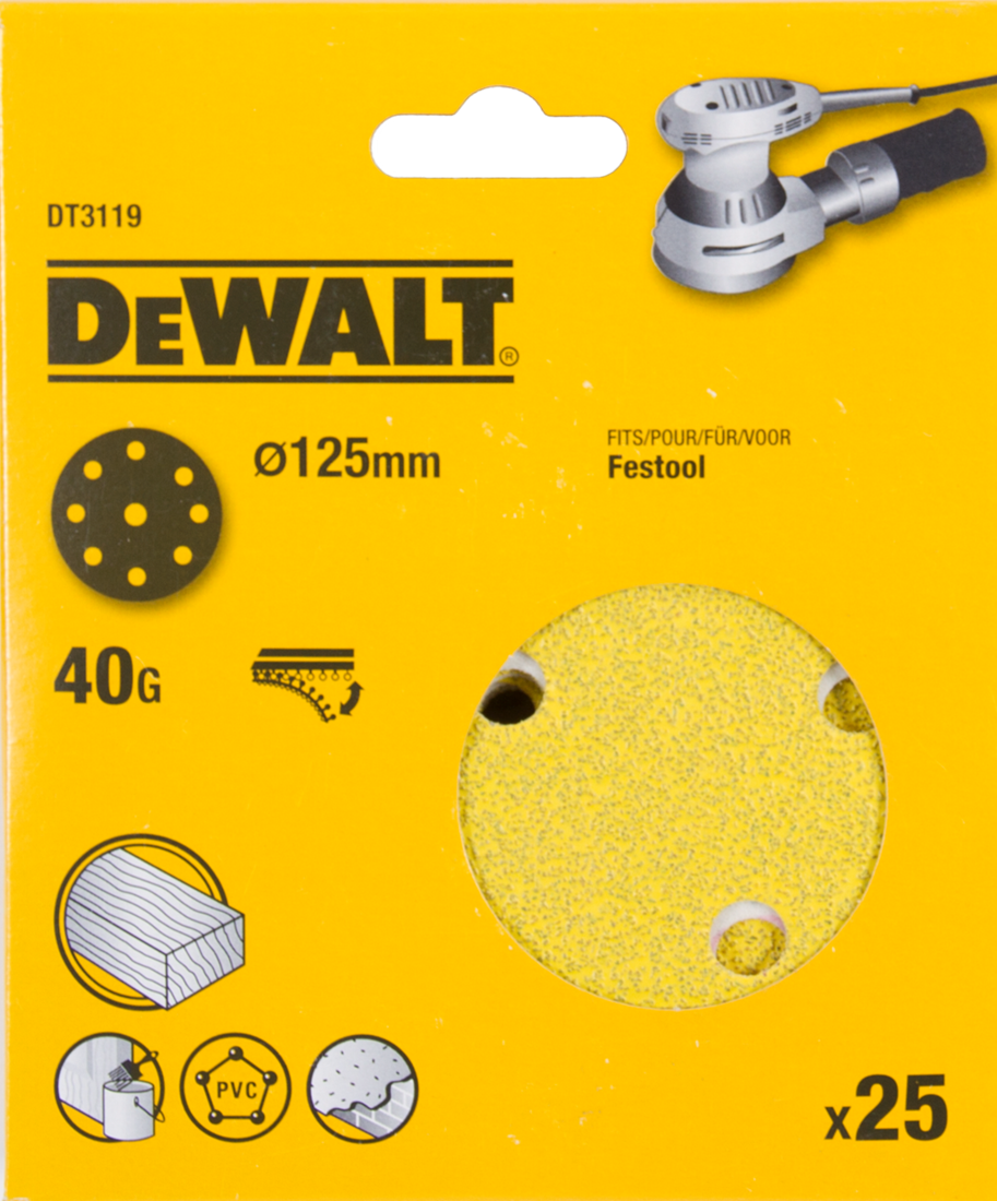 DT3119 Schuurschijf 125 millimeter DEW-DT3119-QZ