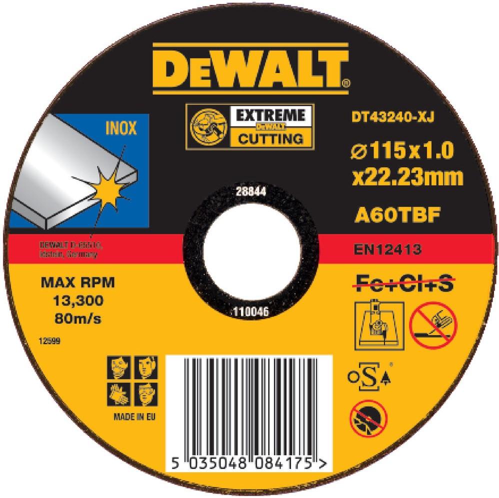 DT43240 Doorslijpschijven EXTREME recht, inox 115mm. DEW-DT43240-XJ