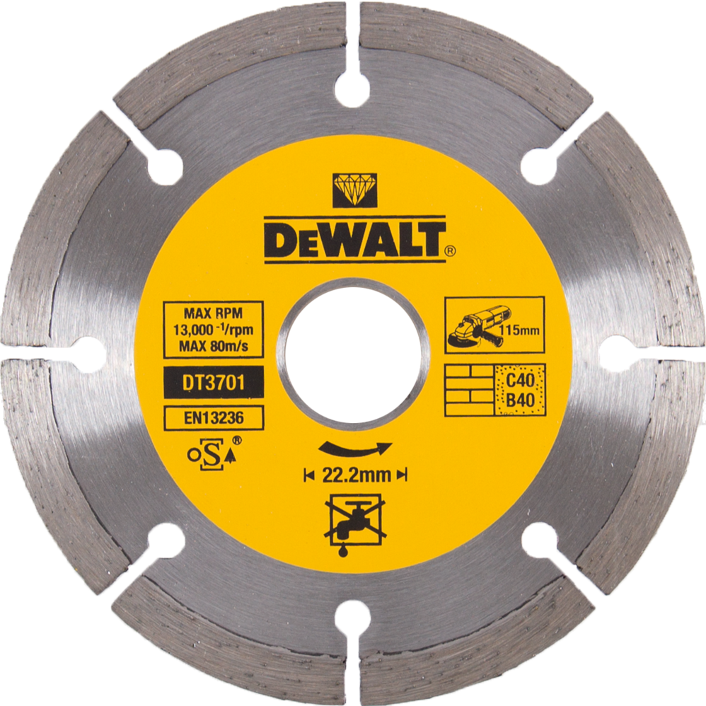DT3701 Diamantzaagblad voor GESEGMENTEERDE DIAMANTBLADEN 115 millimeter DEW-DT3701-QZ