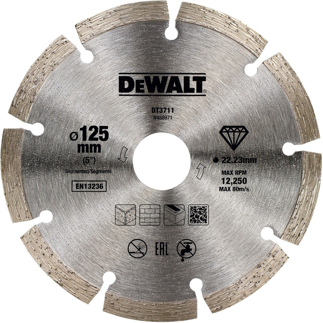 DT3711 Diamantsägeblatt 125x22,2mm. Universal