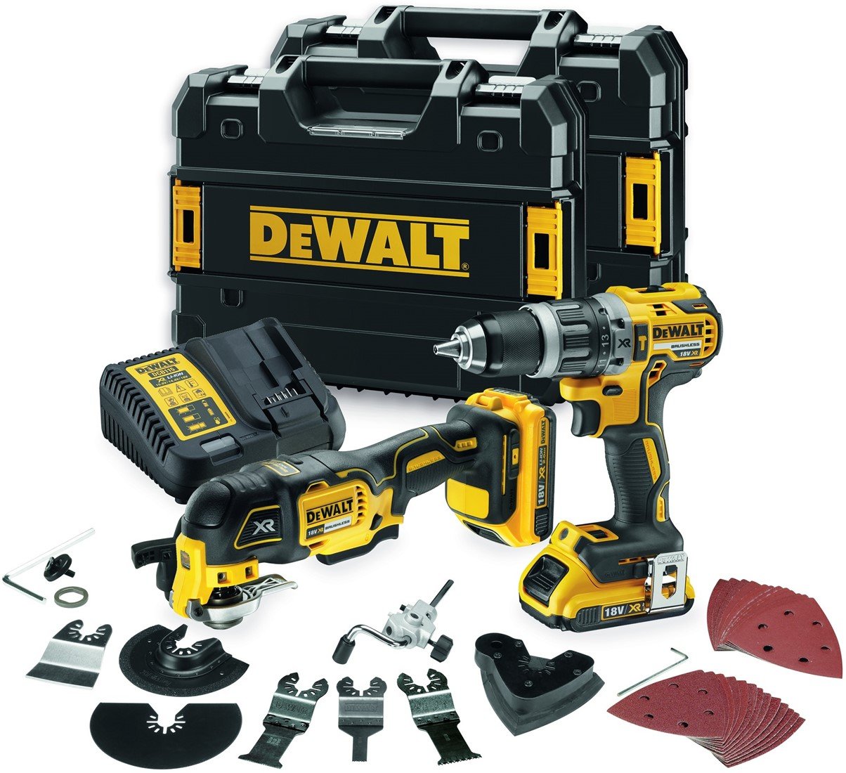 DCK208D2T Accu Combiset 18V 2.0Ah XR Li-Ion in TSTAK + accessoires