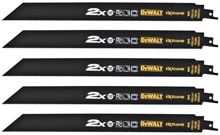 DT2409L Reciprocating saw blade Toughcoat 2x BIM 305mm 5pcs