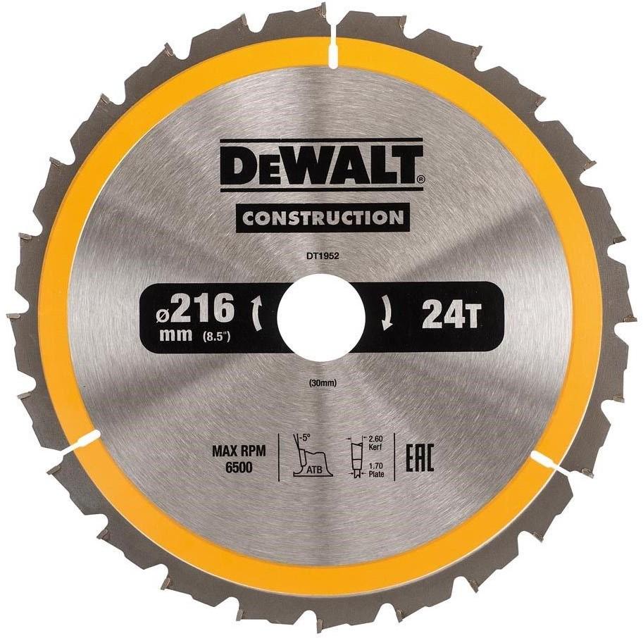 DT1952 Circular saw blade 216x30mm 24T ATB