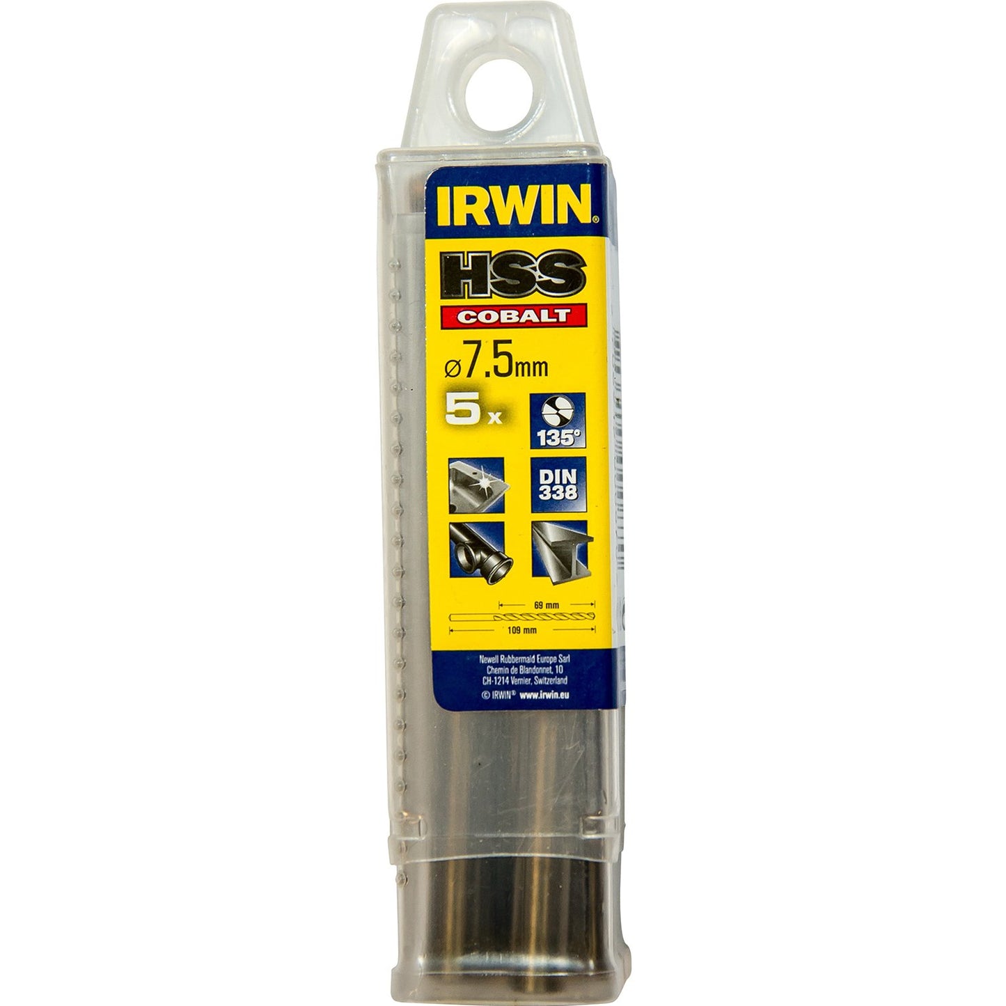 Irwin HSS Metallbohrer 135° Kobalt 7,50 5 STK - 10502533