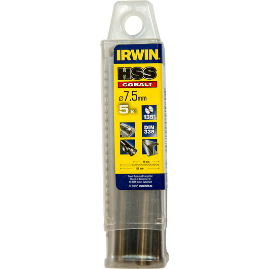 Irwin HSS Metallbohrer 135° Kobalt 7,50 5 STK - 10502533