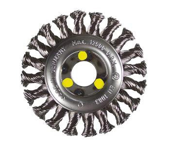 Round brush 115x22.2x0.5 with hardened, twisted steel wire for stainless steel - 751305