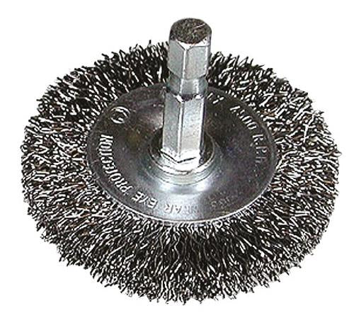 Round brush 75x0.3 with 1/4" hexagonal pin with corrugated steel wire - 751320