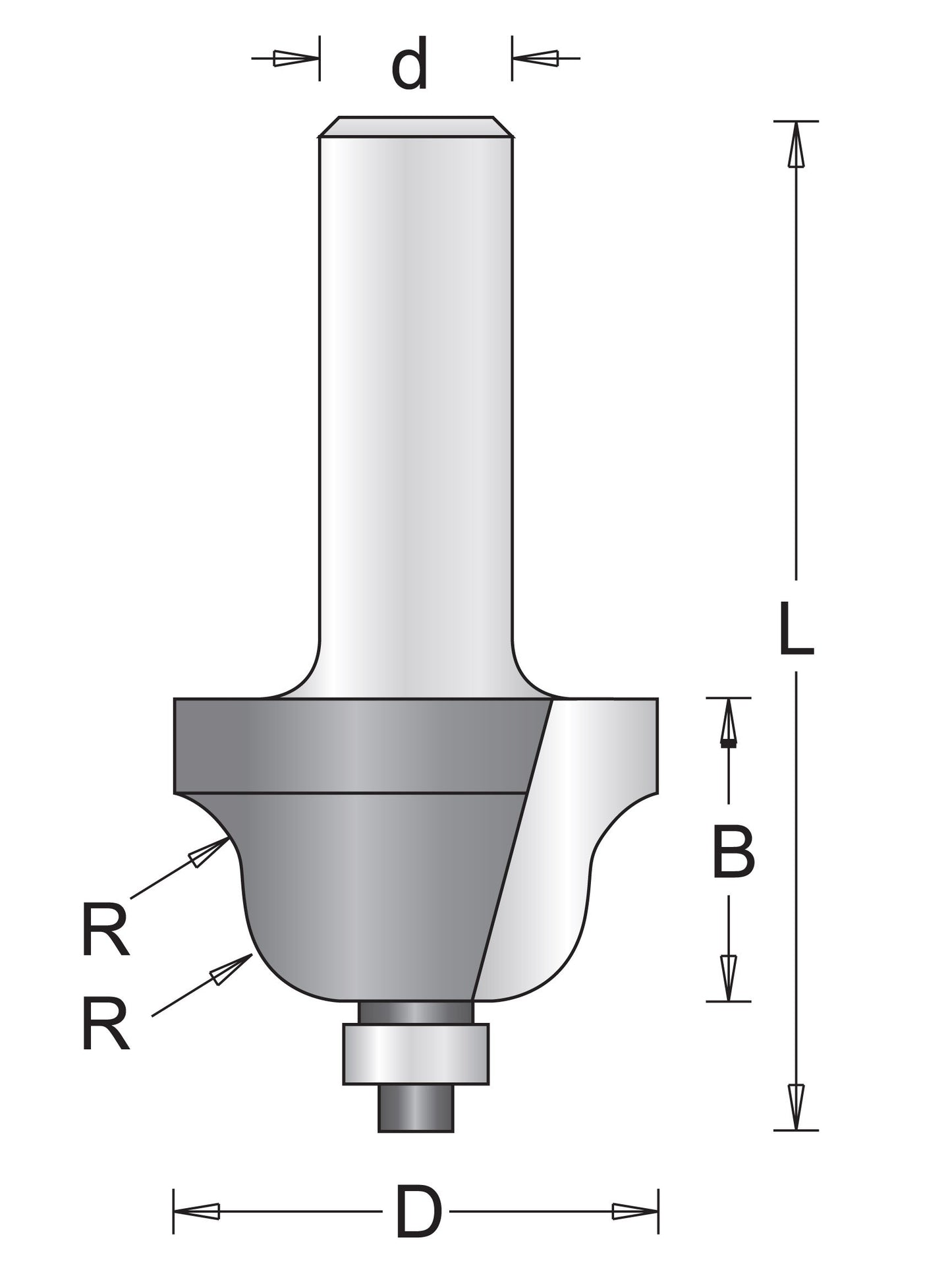 6 mm profile cutter (roman ogee cutter) with lower bearing 25.4 x 52 x 4 mm - 754024