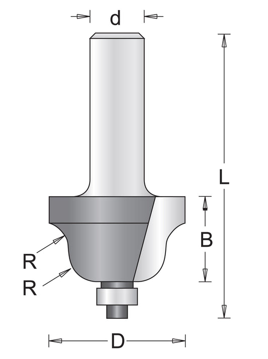 6 mm Profilfräser (Roman Ogre Cutter) mit unterem Lager 25,4 x 52 x 4 mm - 754024