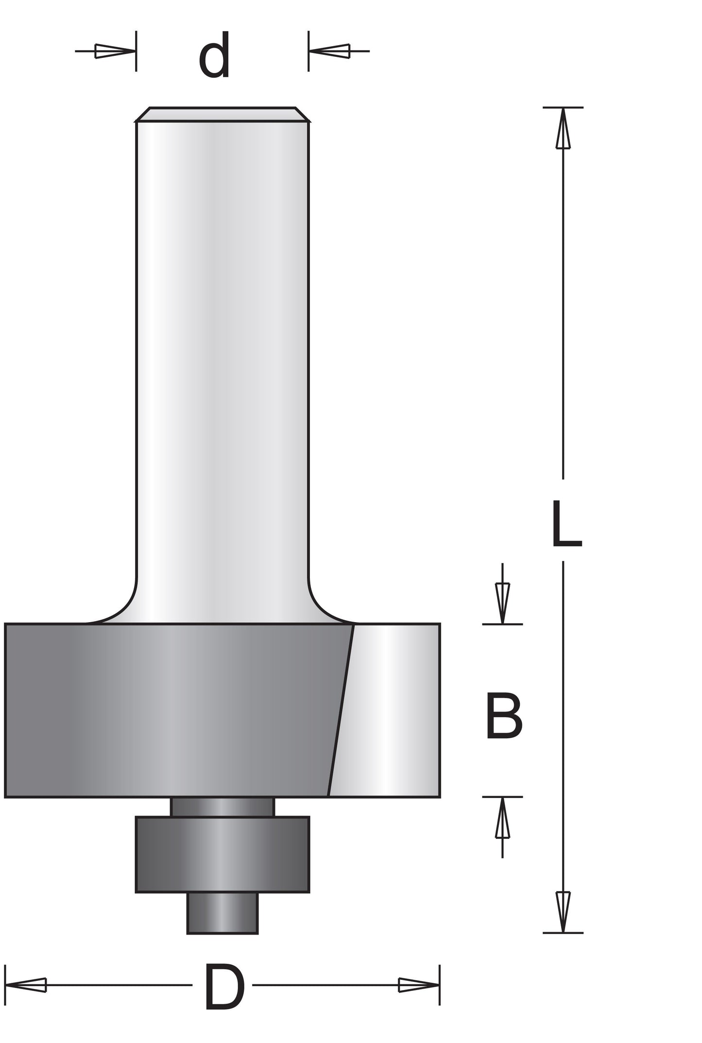 6 mm Falzfräser mit unterem Lager 31,7 x 50 mm - 754025