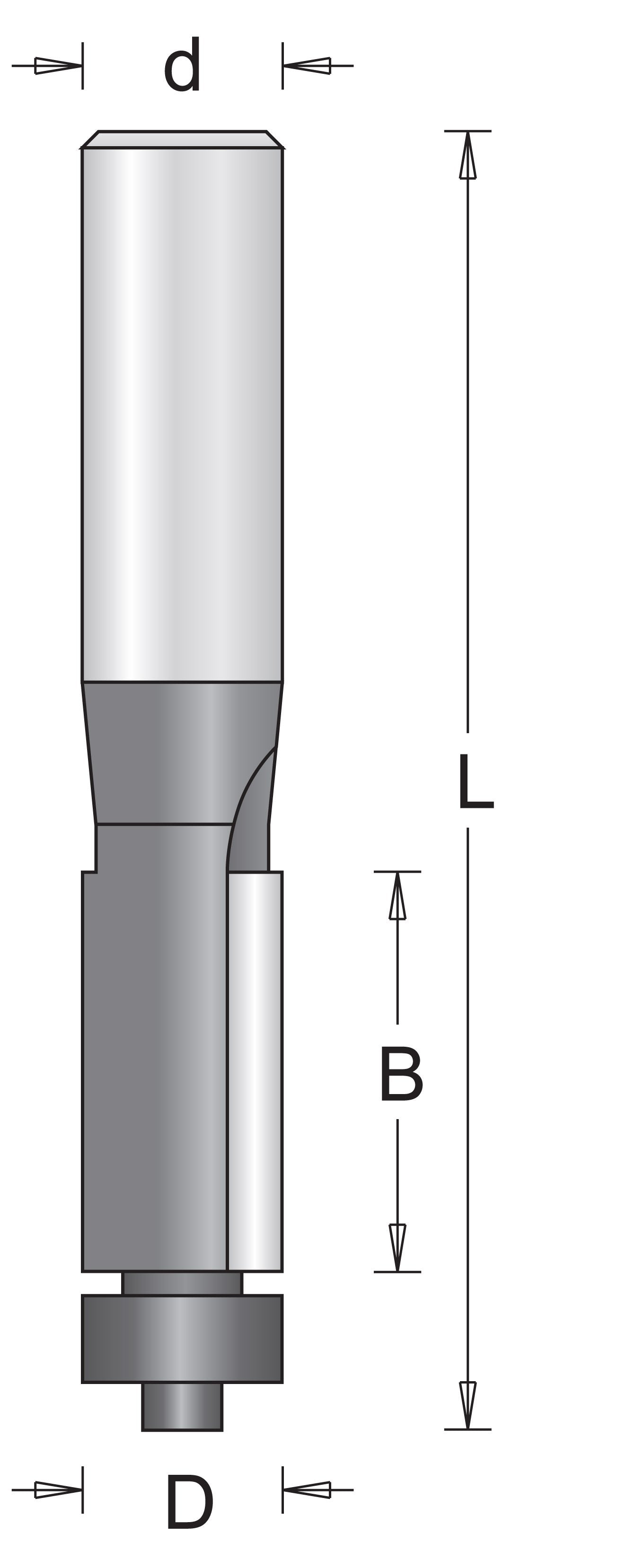 8 mm Kantenfräser mit unterem Lager 16 x 50 mm - 754110