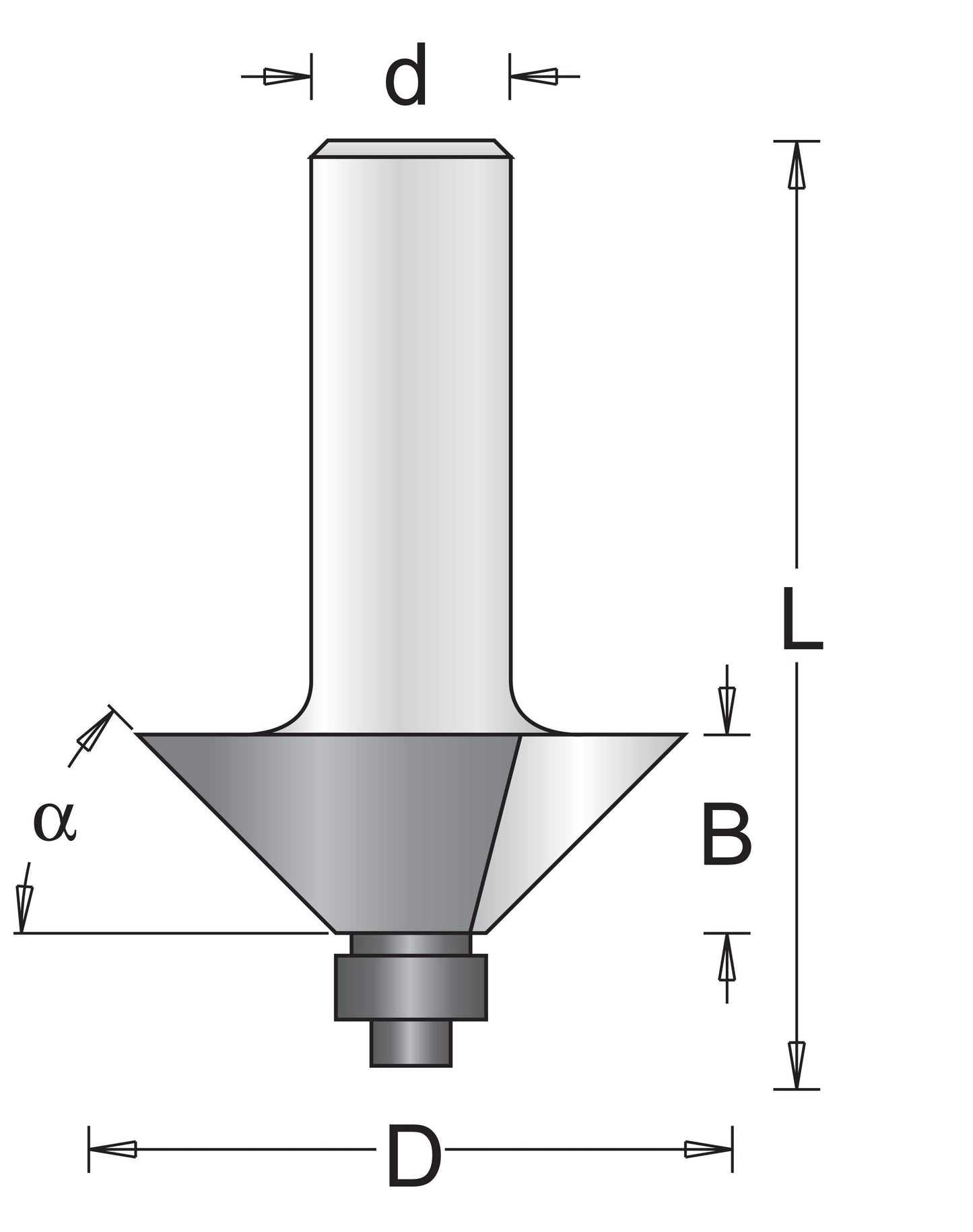 6 mm angle cutter with bottom bearing 31.8 x 50 x 45 mm - 754037